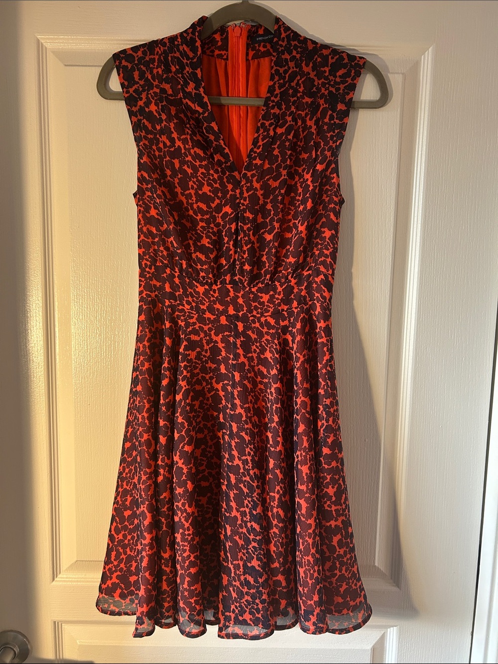 French Connection Red and Navy Sleeveless A-Line Dress